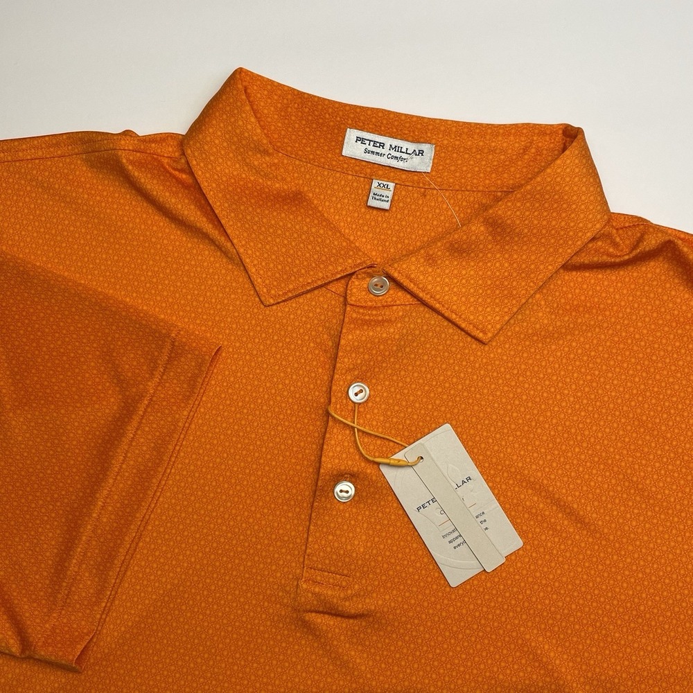 NEW Peter Millar Tesseract Jersey Polo Mens XXL Summer Comfort Orange Stretch - Picture 1 of 8